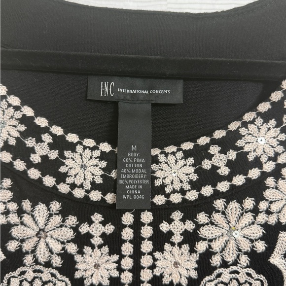 INC Women’s Black Cotton Embroidered Sleeveless Dress. Size M - Picture 8 of 8
